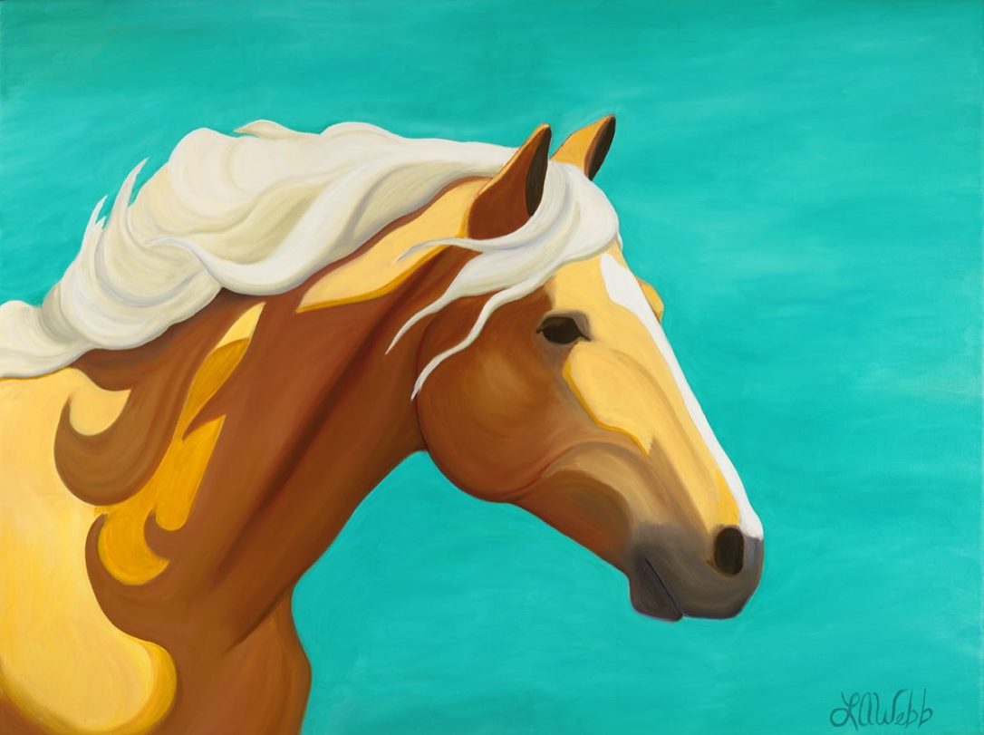 Golden horse running.