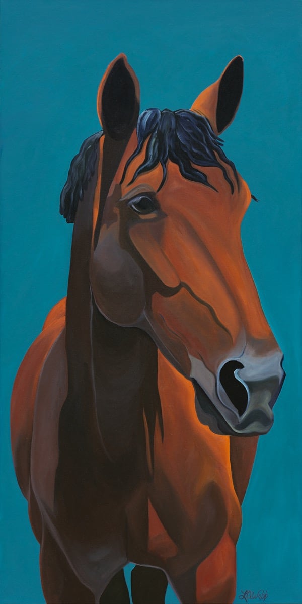 Head and body of a horse, looking away from the viewer