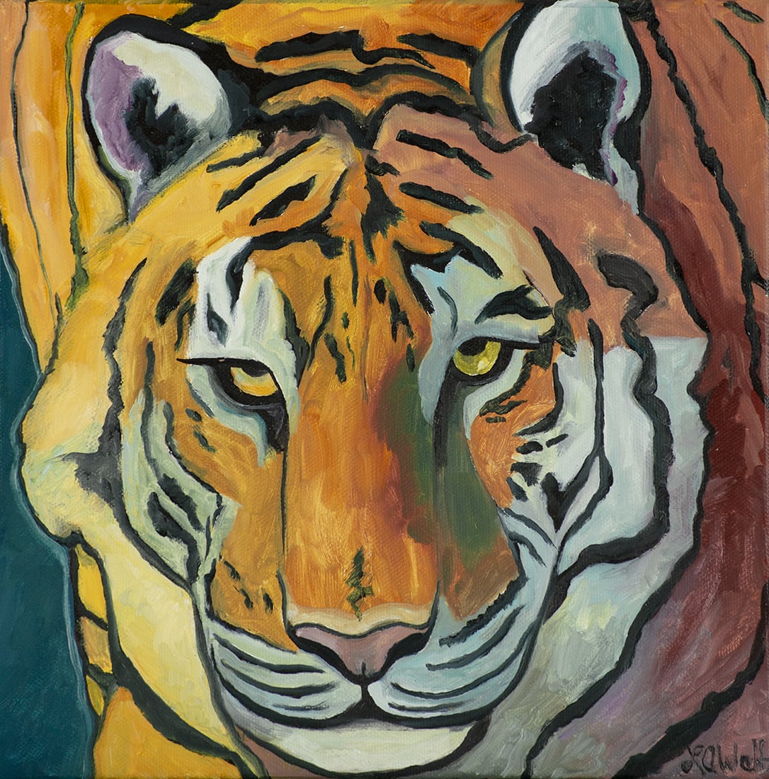 An oil painting of a tiger